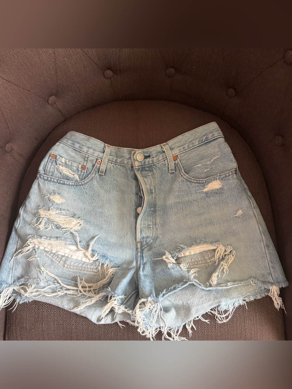 Levi's 501 Premium Distressed Denim Cutoff Shorts Light Wash